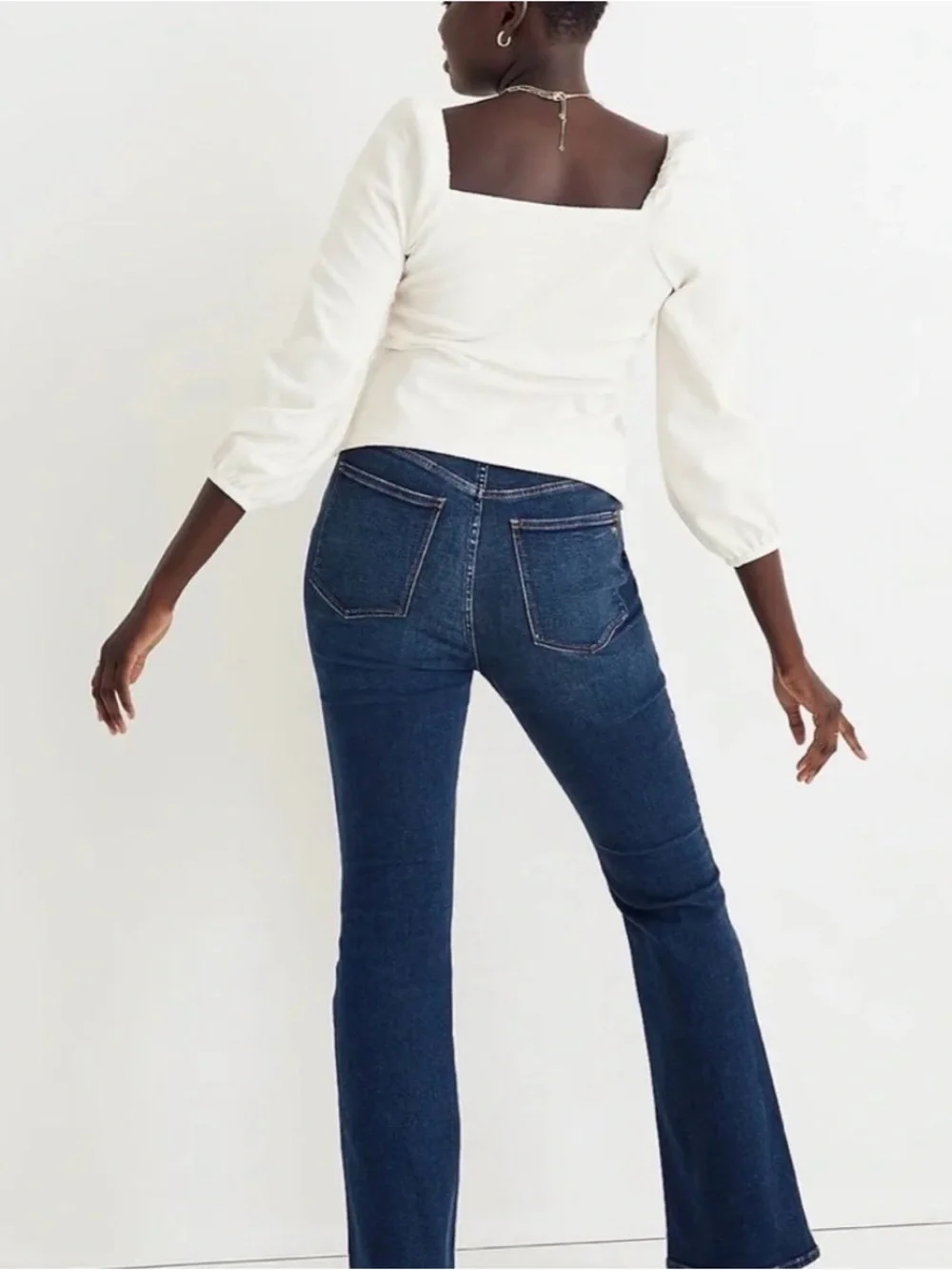 Madewell Square Neck Puff Sleeve Top Cream Size XL